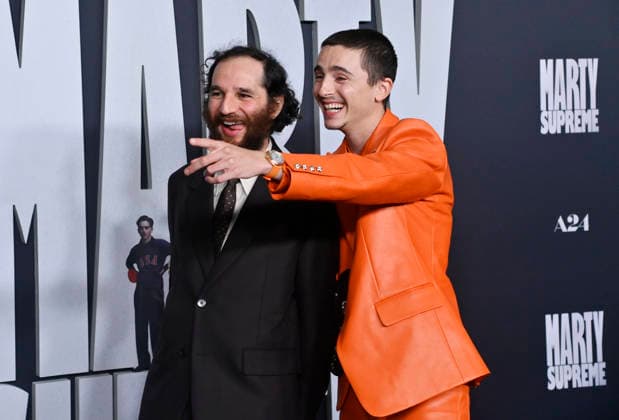 Cast member Timothee Chalamet (R) and directorJosh Safdie attend the special screening of the motion picture sports drama Marty Supreme at the Samuel Goldwyn Theater in Beverly Hills, California on Monday, December 8, 2025. Storyline: Marty Mauser, a young man with a dream no one respects, goes to hell and back in pursuit of greatness.  LAP20251208817 JIMxRUYMEN