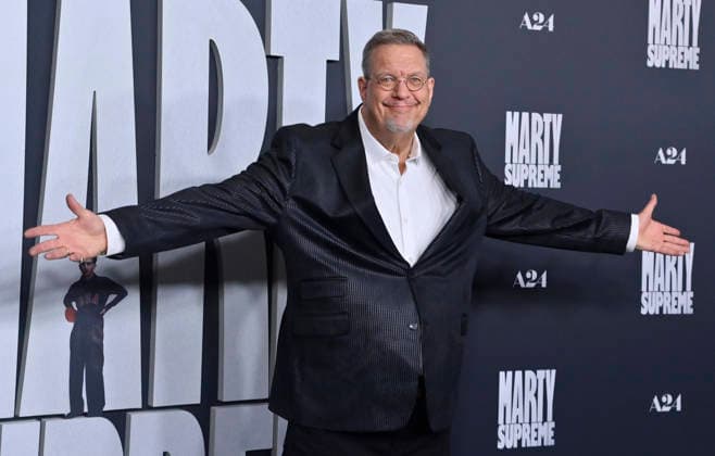 Cast member Penn Jillette attends the special screening of the motion picture sports drama Marty Supreme at the Samuel Goldwyn Theater in Beverly Hills, California on Monday, December 8, 2025. Storyline: Marty Mauser, a young man with a dream no one respects, goes to hell and back in pursuit of greatness.  LAP20251208834 JIMxRUYMEN