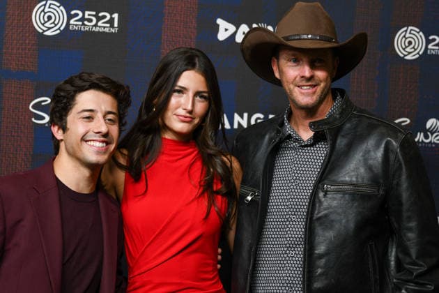 December 8, 2025, Lehi, Utah, USA: (LÃ¢â‚¬˜R) BRANDON ENGMAN, LOUISE BURTON and JOHN BURTON attend the world premiere of DAVID at Megaplex Theatres Thanksgiving Point in Lehi, Utah, USA. Lehi USA - ZUMAm292 20251208_znp_m292_031 Copyright: xCharles-McClintockxWilsonx