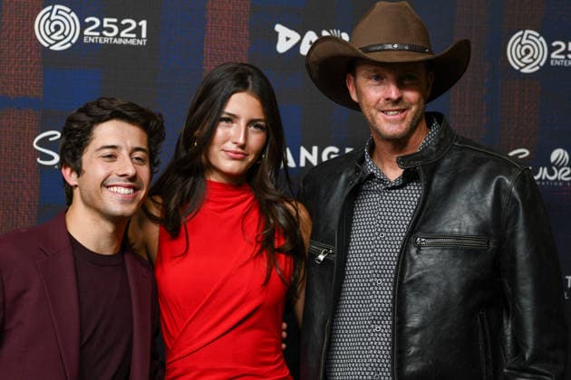 December 8, 2025, Lehi, Utah, USA: (LÃ¢â‚¬˜R) BRANDON ENGMAN, LOUISE BURTON and JOHN BURTON attend the world premiere of DAVID at Megaplex Theatres Thanksgiving Point in Lehi, Utah, USA. Lehi USA - ZUMAm292 20251208_znp_m292_032 Copyright: xCharles-McClintockxWilsonx