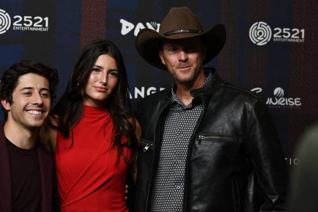 December 8, 2025, Lehi, Utah, USA: (LÃ¢â‚¬˜R) BRANDON ENGMAN, LOUISE BURTON and JOHN BURTON attend the world premiere of DAVID at Megaplex Theatres Thanksgiving Point in Lehi, Utah, USA. Lehi USA - ZUMAm292 20251208_znp_m292_038 Copyright: xCharles-McClintockxWilsonx
