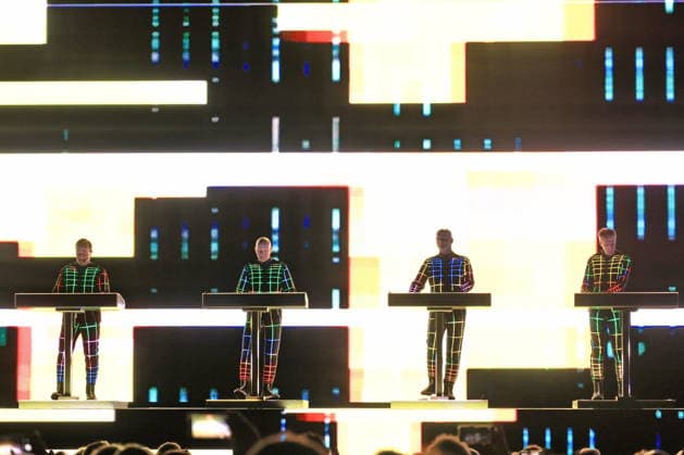Kraftwerk, im Konzert live in der Uber Eats Music Hall, Berlin, mit Ralf Hütter, Henning Schmitz, Falk Grieffenhagen, Georg Bongartz, Berlin