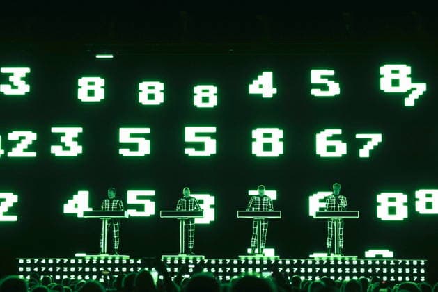 09.12.2025, Kraftwerk, im Konzert live in der Uber Eats Music Hall, Berlin, mit Ralf Hütter, Henning Schmitz, Falk Grieffenhagen, Georg Bongartz, Berlin