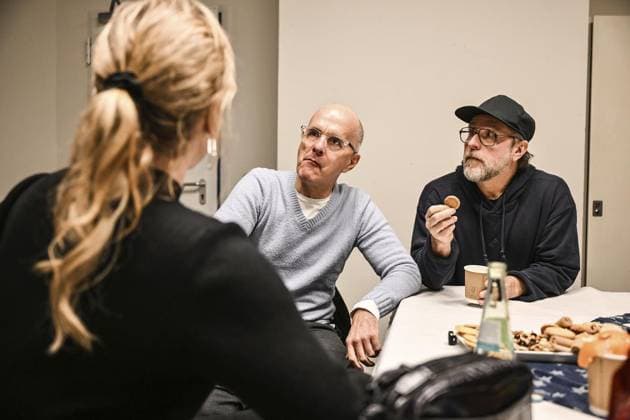 Stromberg Kino Tour im Revier - von Mülheim bis Dortmund mit u.a. C.M. Herbst und Bjärne Mädel ** NUR FÜR REDAKTIONELLE ZWECKE ** EDITORIAL USE ONLY **<p>Schauspieler Christoph Maria Herbst und Bjärne Mädel (v.l.) sind am Dienstag, 09. Dezember 2025 bei der Stromberg Kino Tour im UCI (hier Backstage) in Bochum dabei. Deutschland NRW Bochum Copyright: VladimirxWegener
