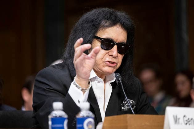December 9, 2025, Washington, District Of Columbia, USA: Former KISS band member Gene Simmons speaks during Senate Committee on the Judiciary Subcommittee on Intellectual Property hearings to examine balancing the interests of local radio, songwriters, and performers in the digital age in the Dirksen Senate office building in Washington, DC on Sunday, December 9, 2025 Washington USA - ZUMAs152 20251209_faa_s152_003 Copyright: xMattiexNeretinx