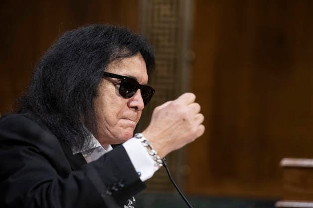 Former KISS band member Gene Simmons speaks during Senate Committee on the Judiciary Subcommittee on Intellectual Property hearings to examine balancing the interests of local radio, songwriters, and performers in the digital age in the Dirksen Senate office building in Washington, DC on Sunday, December 9, 2025. Copyright: xCNPx xMediaPunchx