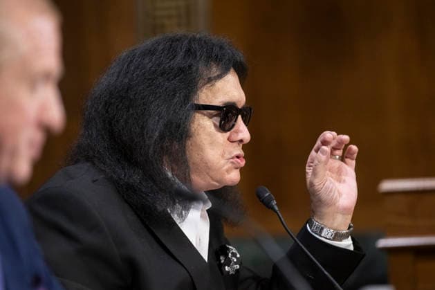 Former KISS band member Gene Simmons speaks during Senate Committee on the Judiciary Subcommittee on Intellectual Property hearings to examine balancing the interests of local radio, songwriters, and performers in the digital age in the Dirksen Senate office building in Washington, DC on Sunday, December 9, 2025. Copyright: xCNPx xMediaPunchx