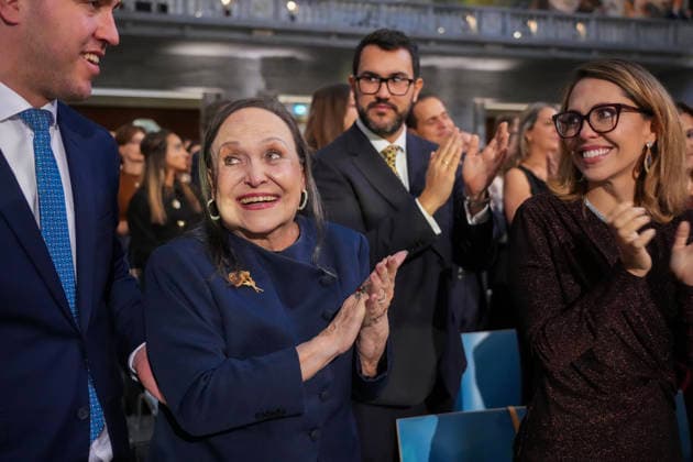 Nobel Peace Prize 2025 Oslo 20251210. The mother of the Nobel Peace Prize laureate, Corina Parisca de Machado during the awarding of the Nobel Peace Prize in Oslo City Hall. Venezuelan opposition leader Maria Corina Machado receives the award for her tireless work to secure democratic rights for the people of Venezuela, and for her fight for a just and peaceful transition from dictatorship to popular rule. Due to the circumstances in her home country of Venezuela, the Nobel Peace Prize laureate was unable to attend the awarding ceremony in Norway. Photo: Ole Berg-Rusten NTB POOL Oslo Norway I9Vivo79hTA EDITORIAL USE ONLY Ref:_BNCI9Vivo79hTA.jpg Copyright: xOlexBerg-Rustenx xNTBx