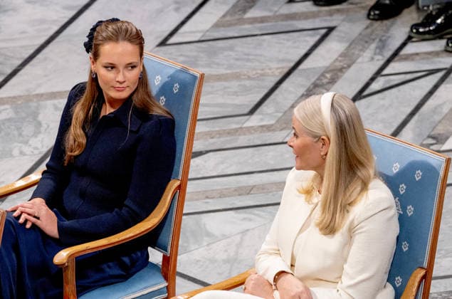 10-12-2025 Norway Princess Mette-Marit and Princess Ingrid Alexandra at the awarding of the Nobel Peace Prize to Maria Corina Machado from Venezuela in the city hall in Olso. Due to the circumstances in her home country of Venezuela, Maria Corina Machado was unable to attend the award ceremony in Norway. Â  Copyright: xPPEx