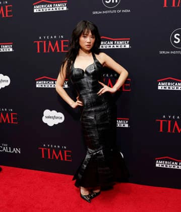 Rei Ami arrives on the red carpet when TIME Celebrates A Year In TIME at Current at Chelsea Piers on Wednesday, December 10, 2025 in New York City. Rei Ami, EJAE, and Audrey Nuna are the vocalists behind the fictional K-Pop girl group HUNTR X in the popular Netflix animated musical movie K-Pop Demon Hunters.  NYP20251210112 JohnxAngelillo