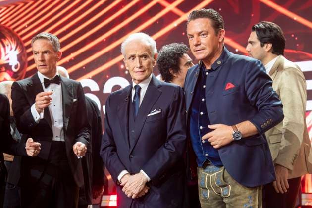 ABBleipzig: Sven Lorig, Jose Carreras und Stefan Mross auf der Buehne Teilnehmer Gast bei der 31.Jose Carreras Gala in der Media City Leipzig, am 10.12.25 Sachsen Deutschland