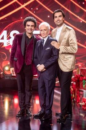 ABBleipzig: Rolando Villazon, Jose Carreras und Jonathan Tetelman auf der Buehne Teilnehmer Gast bei der 31.Jose Carreras Gala in der Media City Leipzig, am 10.12.25 Sachsen Deutschland