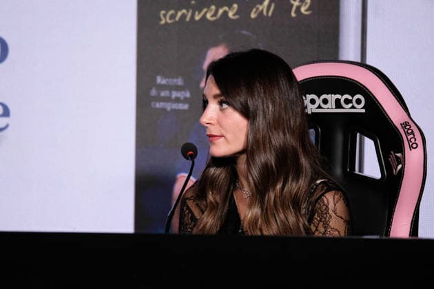 Author Jessica Schillaci during the presentation of her book â??Solo io posso scrivere di te â?? ricordi di un papa campioneâ? held in the press conference room of Renzo Barbera Stadium in Palermo, Italy, on 10 December 2025; in the photo: Jessica Schillaci  Copyright: xFedericoxSerra LiveMediax xipa-agency.netx xx IPA_Agency_IPA68995079