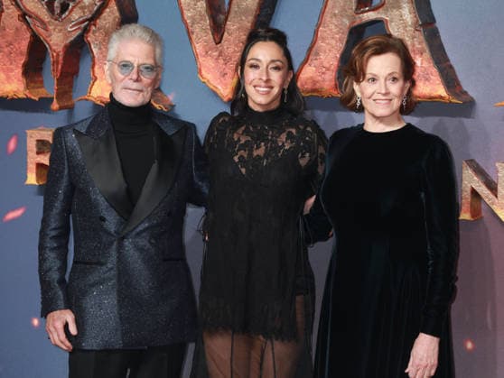 Avatar: Fire and Ash UK premiere London, UK. Stephen Lang, Oona Chaplin and Sigourney Weaver at the Avatar: Fire and Ash UK premiere. BFI IMAX. 11th December 2025. LMK11-S121225-001 Steve Bealing Landmark Media 