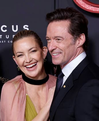 Kate Hudson and Hugh Jackman arrive on the red carpet at the Focus Features Song Sung Blue New York Premiere at AMC Lincoln Square Theater on Thursday, December 11, 2025 in New York City.  NYP20251211108 JohnxAngelillo