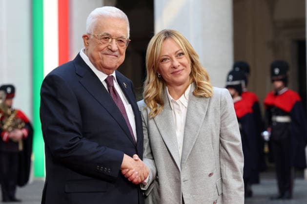 Rome, Italy - December 12, 2025: Prime Minister Giorgia Meloni receives the President of Palestine, Mahmoud Abbas (Abu Mazen), at Palazzo Chigi.  Copyright: xmarcoxiacobuccix xipa-agency.netx xmarcoxiacobuccix IPA_Agency_IPA69069308