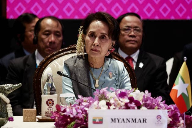 22nd ASEAN – Japan Summit NONTHABURI, THAILAND - NOVEMBER 4: Myanmar State Counselor Aung San Suu Kyi attends the 22nd ASEAN – Japan Summit at IMPACT Muang Thong Thani in Nonthaburi, Thailand on November 4, 2019. Banghok Thailand. Editorial use only. Please get in touch for any other usage.  Copyright: x2025xAnadoluxAntonxRaharjox