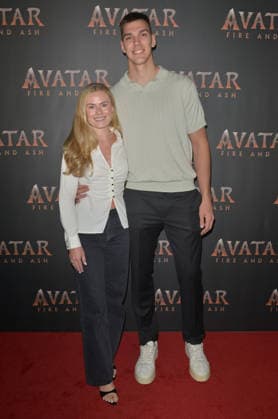 MIAMI, FLORIDA - DECEMBER 12: Vladislav Goldin, NBA Miami Heat Player and Camryn Vogler (L) attend the Miami Special Screening of Avatar: Fire and Ash at AMC Sunset Place 24 in Miami, Florida on December 12, 2025. Copyright: xmpi10 MediaPunchx