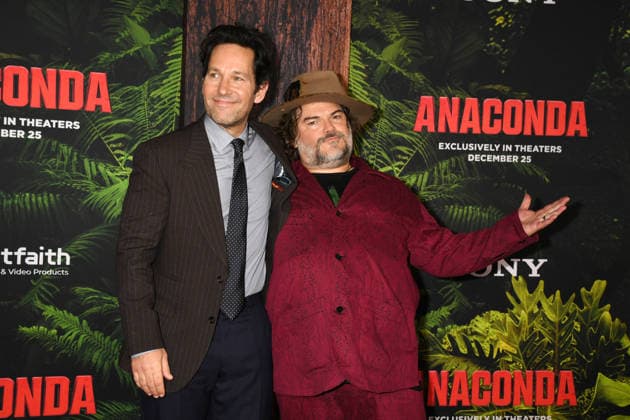 LOS ANGELES, CA - DECEMBER 13: Paul Rudd and Jack Black at the premiere Of Anaconda at The United Theater In Los Angeles, California on On December 13, 2025 . Copyright: xJeffreyxMayerx