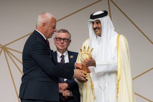 The Emir of the State of Qatar, Tamim bin Hamad Al Thani, attended the ninth edition of the Sheikh Tamim bin Hamad Al Thani International Anti-Corruption Excellence Award The Emir of the State of Qatar, Tamim bin Hamad Al Thani, attended the ninth edition of the Sheikh Tamim bin Hamad Al Thani International Anti-Corruption Excellence Award ceremony and honored the winners. Doha, Qatar, December 14, 2025. Photo by Emiri Diwan Office Doha Doha Qatar 141225_Qatar_QPO_00(10) Copyright: xapaimagesxEmirixDiwanxOfficex xapaimagesx