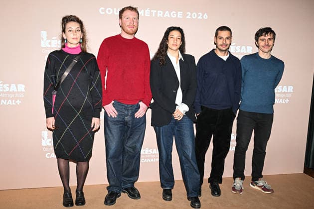 Photocall Courts Metrages Cesar 2026 in Paris FA (L-R) Guests, Nicolas Gourault and Yannick Beauquis pose for a photocall during the Brunch of Courts Metrages Cesar 2026 in Paris on December 14, 2025. Photo by Firas Abdullah ABACAPRESS.COM Paris Ile-de-France France  Copyright: xAbdullahxFiras ABACAx