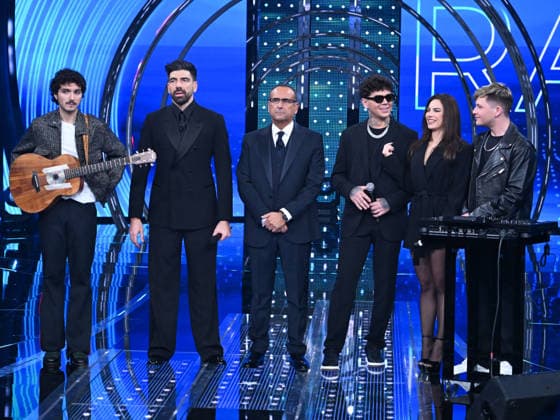 Sanremo, It Will Be Sanremo 2025. In the photo: Mazzariello, Gianluca Gazzoli, Carlo Conti, Blind, El Ma & Soniko  Copyright: xMaurizioxD Avanzox xipa-agency.netx xSanremox IPA_Agency_IPA69168560