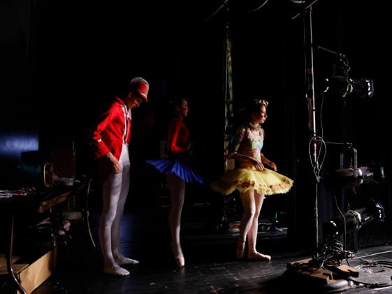 Dancer wait in the wings before taking the stage at the Joffrey Ballet School performance of The Nutcracker at the LaGuardia Performing Arts Center on Sunday, December 14, 2025 in New York City.  NYP20251214104 JohnxAngelillo