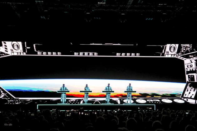 Kraftwerk live bei einem Konzert ihrer Multimedia Tour in der Mitsubishi Electric Halle. Duesseldorf, 14.12.2025
