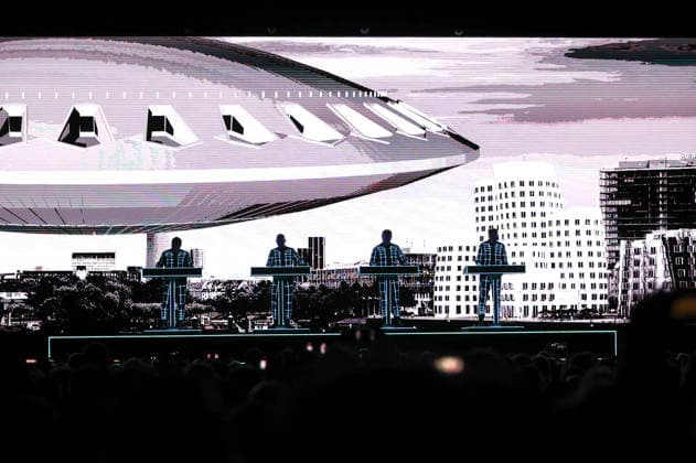 Kraftwerk live bei einem Konzert ihrer Multimedia Tour in der Mitsubishi Electric Halle. Duesseldorf, 14.12.2025