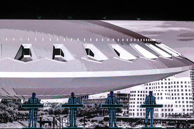 Kraftwerk live bei einem Konzert ihrer Multimedia Tour in der Mitsubishi Electric Halle. Duesseldorf, 14.12.2025