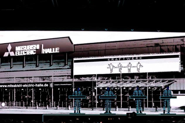 Kraftwerk live bei einem Konzert ihrer Multimedia Tour in der Mitsubishi Electric Halle. Duesseldorf, 14.12.2025