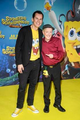 ABBberlin: Malte Arkona und Santiago Ziesmer Deutsche Synchronstimme zu Gast auf dem gelben Teppich bei der Deutschlandpremiere von SPONGEBOB SCHWAMMKOPF PIRATEN AHOI! im Kino in der Kulturbrauerei in am 14.12.2025 Berlin Deutschland