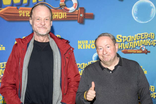 ABBberlin: Peter Flechtner und Sven Plate zu Gast auf dem gelben Teppich bei der Deutschlandpremiere von SPONGEBOB SCHWAMMKOPF PIRATEN AHOI! im Kino in der Kulturbrauerei in am 14.12.2025 Berlin Deutschland