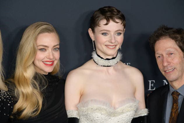 Testament of Ann Lee Premiere - Los Angeles, USA LOS ANGELES, USA. December 14, 2025: Amanda Seyfried, Thomasin McKenzie & Tim Blake Nelson at the premiere of The Testament of Ann Lee at the Linwood Dunn Theatre. Los Angeles CA USA  Copyright: xPaulxSmith Featureflashx