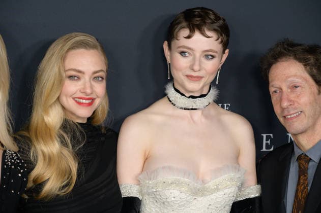 Testament of Ann Lee Premiere - Los Angeles, USA LOS ANGELES, USA. December 14, 2025: Amanda Seyfried, Thomasin McKenzie & Tim Blake Nelson at the premiere of The Testament of Ann Lee at the Linwood Dunn Theatre. Los Angeles CA USA  Copyright: xPaulxSmith Featureflashx