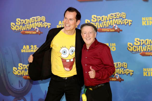 Malte Arkona und Santiago Ziesmer bei der Premiere des Kinofilms SpongeBob Schwammkopf: Piraten Ahoi! im Kino in der KulturBrauerei. Berlin, 14.12.2025