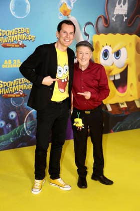 Malte Arkona und Santiago Ziesmer bei der Premiere des Kinofilms SpongeBob Schwammkopf: Piraten Ahoi! im Kino in der KulturBrauerei. Berlin, 14.12.2025