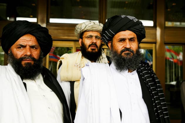 Afghan talks with Taliban in Moscow MOSCOW, RUSSIA - MAY 30: Representatives led by Mullah Abdul Ghani Baradar (R) leave after a meeting chaired by Former President of Afghanistan Hamid Karzai, marking a century of diplomatic relations between Afghanistan and Russia on May 30, 2019 in Moscow, Russia on the third day of Afghan talks with Taliban. Moskova Rusya. Editorial use only. Please get in touch for any other usage.  Copyright: x2025xAnadoluxSefaxKaracanx