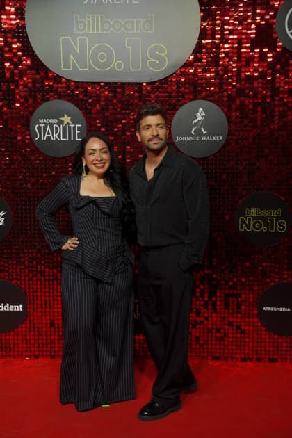 Carla Morrison and Pablo Alborán attend the Billboard No. 1s photocall at Ifema on December 15, 2025 in Madrid, Spain.( ALTERPHOTOS S.Villarroel) (20251215056)