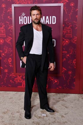 Cast member Brandon Sklenar attends the premiere of the motion picture thriller The Housemaid the TCL Chinese Theatre in the Hollywood section of Los Angeles on Monday, December 15, 2025. Storyline: A struggling woman is happy to start over as a housemaid for an affluent, elite couple.  LAP2025121527 JIMxRUYMEN