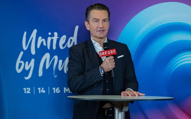 20251216 Eurovision Song Contest 2026 - ORF-Medienupdate WIEN, OESTERREICH - 16. DEZEMBER: ORF-Generaldirektor Roland Weissmann waehrend des Mediengespraechs anlaesslich eines ORF Updates zum 70. ESC - Eurovision Song Contest vom 12. bis zum 16. Mai 2026 in Wien im Foyer der Halle F der Wiener Stadthalle am 16. Dezember 2025 in Wien, Oesterreich. 251216_SEPA_17_013 Copyright: xIsabellexOuvrardx SEPAxMedia