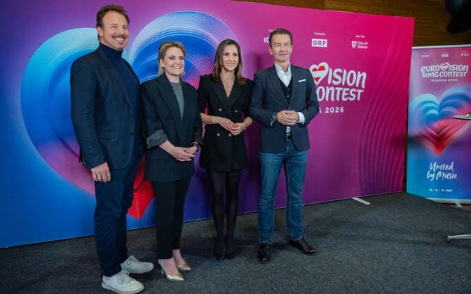 20251216 Eurovision Song Contest 2026 - ORF-Medienupdate WIEN, OESTERREICH - 16. DEZEMBER: ORF Executive Producer des Song Contest 2026 Michael Kroen, ORF Fernseh-Programmdirektorin Stefanie Groiss-Horowitz, Politikjournalistin, ORF TV-Moderatorin, Vorsitzende des Frauennetzwerk Medien und Host der Veranstaltung Alexandra Maritza Wachter und ORF-Generaldirektor Roland Weissmann waehrend des Mediengespraechs anlaesslich eines ORF Updates zum 70. ESC - Eurovision Song Contest vom 12. bis zum 16. Mai 2026 in Wien im Foyer der Halle F der Wiener Stadthalle am 16. Dezember 2025 in Wien, Oesterreich. 251216_SEPA_17_043 Copyright: xIsabellexOuvrardx SEPAxMedia