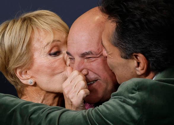 Barbara Corcoran, Kevin O Leary and Daniel Lubetzky arrive on the red carpet for A24 s Marty Supreme New York Premiere on Tuesday, December 16, 2025 in New York City.  NYP20251216135 JohnxAngelillo