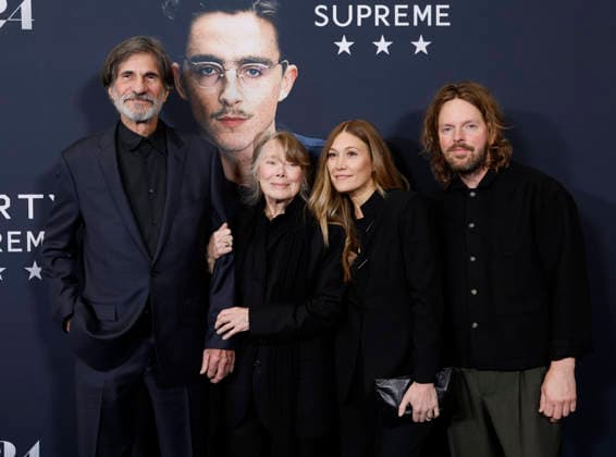 Sissy Spacek, Jack Fisk, Schuyler Fisk and Colin Killalea arrive on the red carpet for A24 s Marty Supreme New York Premiere on Tuesday, December 16, 2025 in New York City.  NYP20251216158 JohnxAngelillo