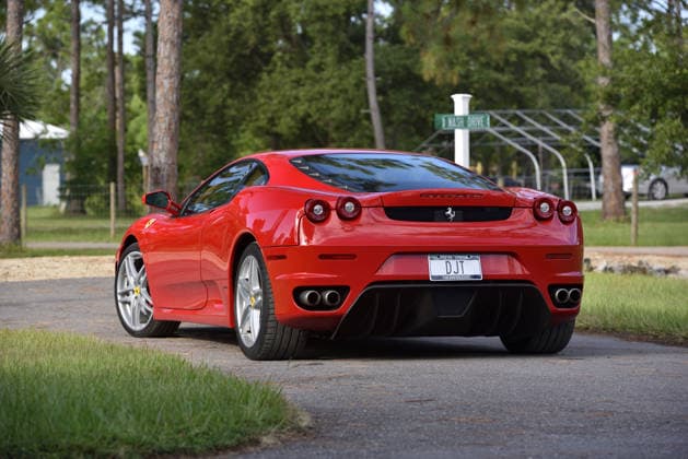 Donald Trump’s old Ferrari selling for £750,000 Story From Jam Press (Donald Trump Ferrari) Pictured: Donald Trump’s 2007 Ferrari F430 F1. Donald Trump’s old Ferrari selling for £750,000 Donald Trump’s old Ferrari is being sold for £750,000. The US President got the classic red F430 F1 brand new in 2007. It was ten years before he was elected to the White House. He was hosting the US version of The Apprentice at the time. It would have set him back about £120,000 when he got it 18 years ago. The 196mph supercar was delivered to the now 79-year-old Trump Tower in New York City. The car is being sold with Trump’s distinctive signature on the paperwork. The Ferrari boasts a 4.3 litre V8 engine and has only done 9,493 miles. The car  Copyright: xJamxPress PhotosxCourtesyxofxMecumxAuctions,xInc.