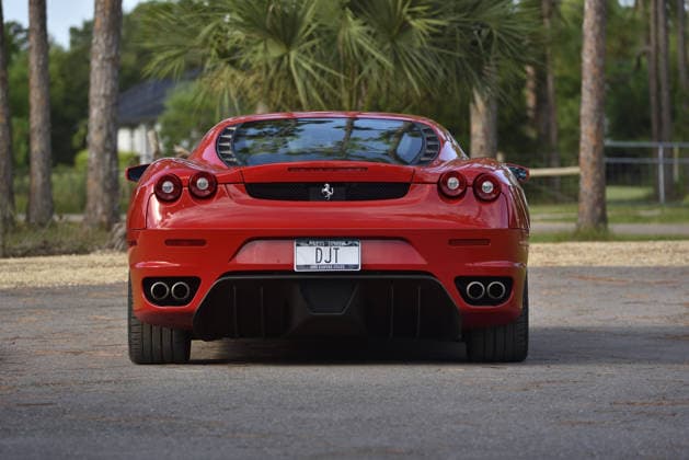 Donald Trump’s old Ferrari selling for £750,000 Story From Jam Press (Donald Trump Ferrari) Pictured: Donald Trump’s 2007 Ferrari F430 F1. Donald Trump’s old Ferrari selling for £750,000 Donald Trump’s old Ferrari is being sold for £750,000. The US President got the classic red F430 F1 brand new in 2007. It was ten years before he was elected to the White House. He was hosting the US version of The Apprentice at the time. It would have set him back about £120,000 when he got it 18 years ago. The 196mph supercar was delivered to the now 79-year-old Trump Tower in New York City. The car is being sold with Trump’s distinctive signature on the paperwork. The Ferrari boasts a 4.3 litre V8 engine and has only done 9,493 miles. The car  Copyright: xJamxPress PhotosxCourtesyxofxMecumxAuctions,xInc.