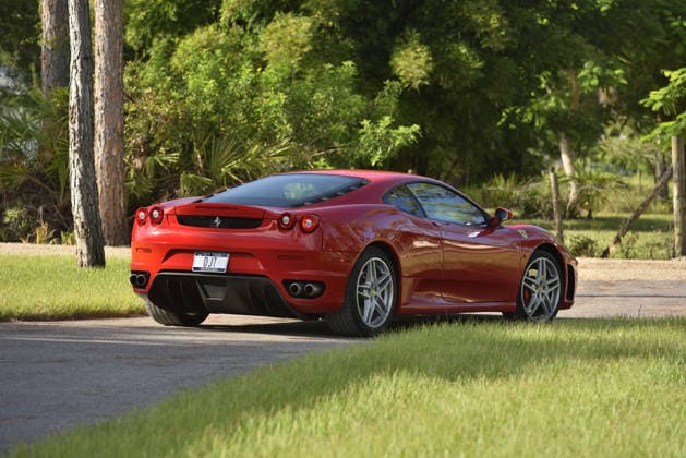 Donald Trump’s old Ferrari selling for £750,000 Story From Jam Press (Donald Trump Ferrari) Pictured: Donald Trump’s 2007 Ferrari F430 F1. Donald Trump’s old Ferrari selling for £750,000 Donald Trump’s old Ferrari is being sold for £750,000. The US President got the classic red F430 F1 brand new in 2007. It was ten years before he was elected to the White House. He was hosting the US version of The Apprentice at the time. It would have set him back about £120,000 when he got it 18 years ago. The 196mph supercar was delivered to the now 79-year-old Trump Tower in New York City. The car is being sold with Trump’s distinctive signature on the paperwork. The Ferrari boasts a 4.3 litre V8 engine and has only done 9,493 miles. The car  Copyright: xJamxPress PhotosxCourtesyxofxMecumxAuctions,xInc.