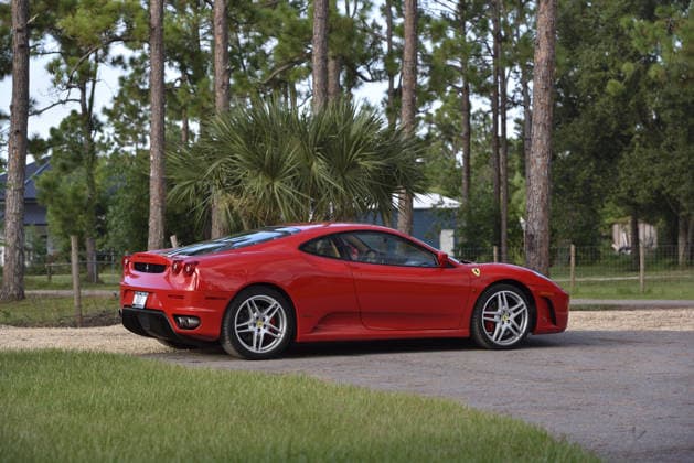 Donald Trump’s old Ferrari selling for £750,000 Story From Jam Press (Donald Trump Ferrari) Pictured: Donald Trump’s 2007 Ferrari F430 F1. Donald Trump’s old Ferrari selling for £750,000 Donald Trump’s old Ferrari is being sold for £750,000. The US President got the classic red F430 F1 brand new in 2007. It was ten years before he was elected to the White House. He was hosting the US version of The Apprentice at the time. It would have set him back about £120,000 when he got it 18 years ago. The 196mph supercar was delivered to the now 79-year-old Trump Tower in New York City. The car is being sold with Trump’s distinctive signature on the paperwork. The Ferrari boasts a 4.3 litre V8 engine and has only done 9,493 miles. The car  Copyright: xJamxPress PhotosxCourtesyxofxMecumxAuctions,xInc.
