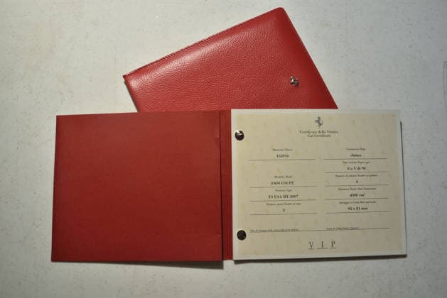 Donald Trump’s old Ferrari selling for £750,000 Story From Jam Press (Donald Trump Ferrari) Pictured: Donald Trump’s 2007 Ferrari F430 F1 paperwork. Donald Trump’s old Ferrari selling for £750,000 Donald Trump’s old Ferrari is being sold for £750,000. The US President got the classic red F430 F1 brand new in 2007. It was ten years before he was elected to the White House. He was hosting the US version of The Apprentice at the time. It would have set him back about £120,000 when he got it 18 years ago. The 196mph supercar was delivered to the now 79-year-old Trump Tower in New York City. The car is being sold with Trump’s distinctive signature on the paperwork. The Ferrari boasts a 4.3 litre V8 engine and has only done 9,493 miles.  Copyright: xJamxPress PhotosxCourtesyxofxMecumxAuctions,xInc.