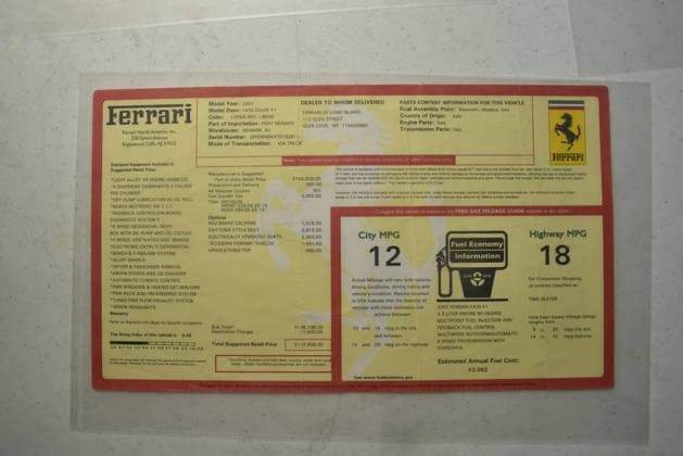 Donald Trump’s old Ferrari selling for £750,000 Story From Jam Press (Donald Trump Ferrari) Pictured: Donald Trump’s 2007 Ferrari F430 F1 paperwork. Donald Trump’s old Ferrari selling for £750,000 Donald Trump’s old Ferrari is being sold for £750,000. The US President got the classic red F430 F1 brand new in 2007. It was ten years before he was elected to the White House. He was hosting the US version of The Apprentice at the time. It would have set him back about £120,000 when he got it 18 years ago. The 196mph supercar was delivered to the now 79-year-old Trump Tower in New York City. The car is being sold with Trump’s distinctive signature on the paperwork. The Ferrari boasts a 4.3 litre V8 engine and has only done 9,493 miles.  Copyright: xJamxPress PhotosxCourtesyxofxMecumxAuctions,xInc.